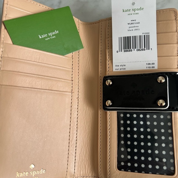 NWT Kate Spade Pasadena Black Patent Stacy Envelope Wallet - Picture 3 of 7